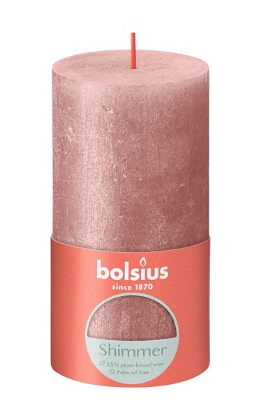 Bolsius Rustiek stompkaars 130/68 Shimmer Pink