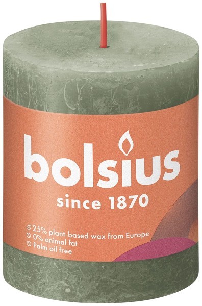 Bolsius Rustiek stompkaars 80/68 Fresh Olive- Fris Olijf