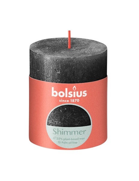 Bolsius Rustiek stompkaars 80/68 Shimmer Anthracite