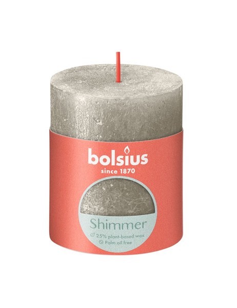 Bolsius Rustiek stompkaars 80/68 Shimmer Champagne