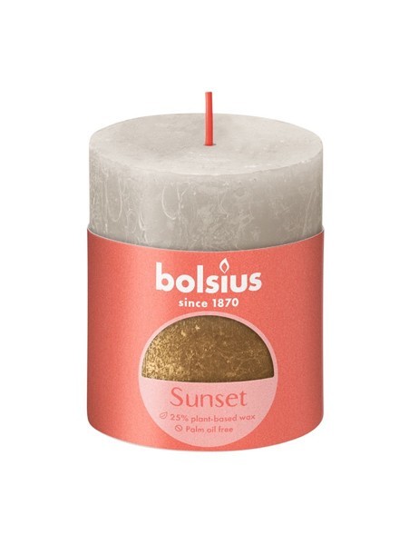 Bolsius Rustiek stompkaars 80/68 Sunset Sandy grey en Gold