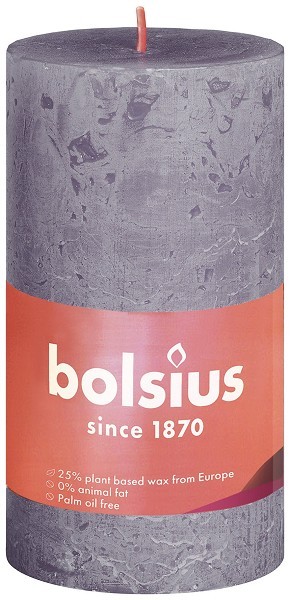 Bolsius Rustiek  stompkaars Shine collection 100/50 Frosted Lavender-Bevroren Lavendel