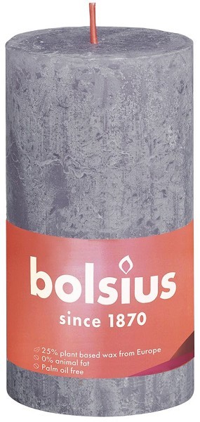 Bolsius Rustiek  stompkaars Shine collection 130/68 Frosted Lavender-Bevroren Lavendel