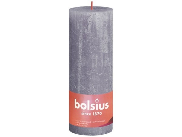 Bolsius Rustiek  stompkaars Shine collection 190/68 Frosted Lavender-Bevroren Lavendel