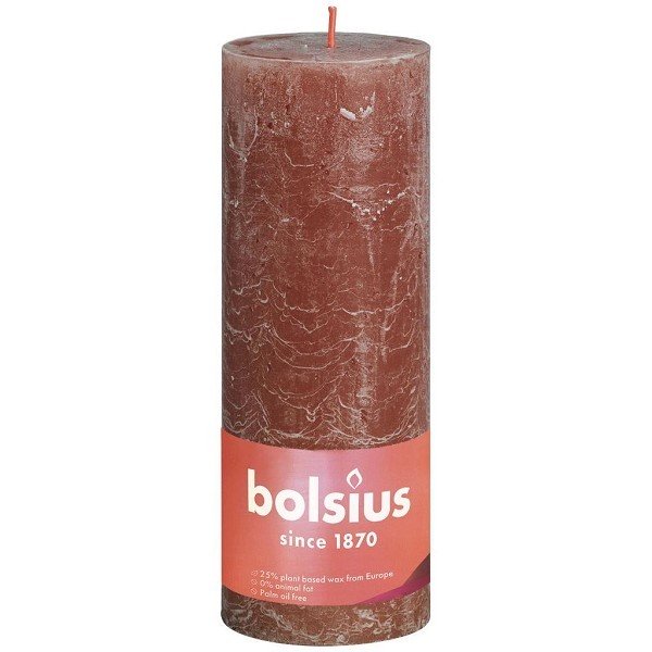 Bolsius Rustiek  stompkaars Shine collection 190/68 Suede Brown