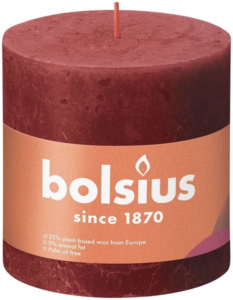 Bolsius Shine Collection Rustiek stompkaars 100/100 Delicate Red-Delicaat Rood