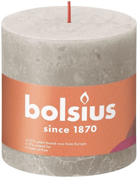 Bolsius Shine Collection  Rustiek stompkaars 100/100 Sandy Grey - Zandgrijs