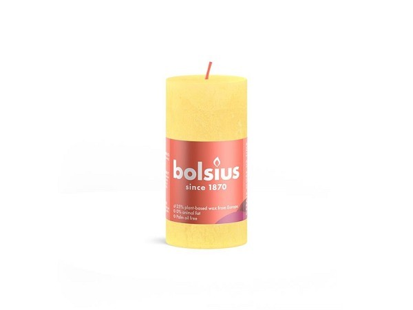 Bolsius Shine Collection Rustiek stompkaars 100/50 Sunny Yellow