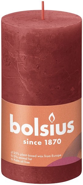 Bolsius Shine Collection Rustiek stompkaars 130/68 Delicate Red -Delicaat Rood