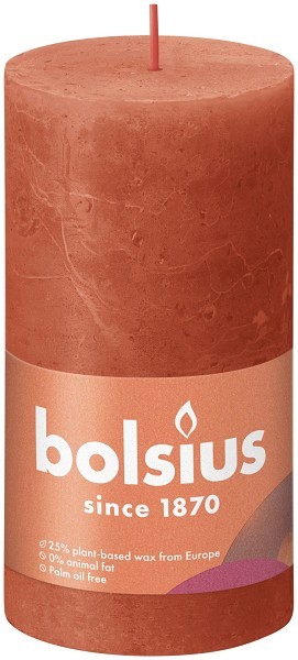 Bolsius Shine Collection  Rustiek stompkaars 130/68 Earthy Orange- Aards Oranje