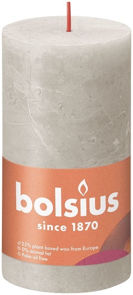 Bolsius Shine Collection  Rustiek stompkaars 130/68 Sandy Grey - Zandgrijs