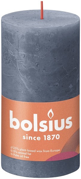 Bolsius Shine Collection Rustiek stompkaars 130/68 Shine Twilight Blue- Schemerblauw