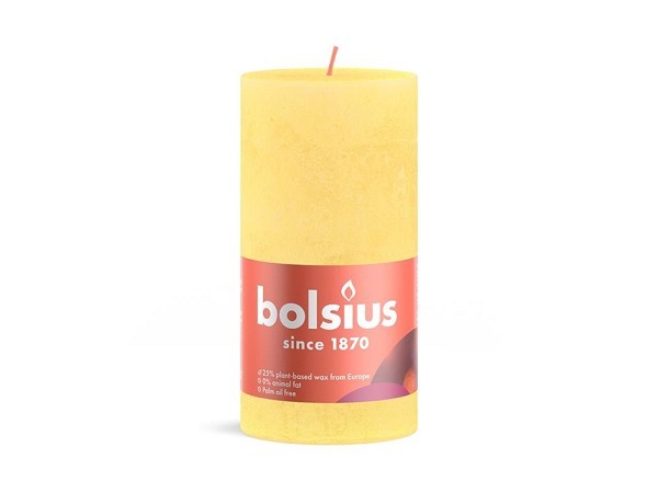 Bolsius Shine Collection Rustiek stompkaars 130/68 Sunny Yellow