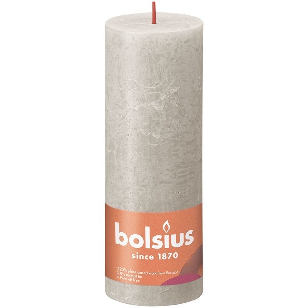 Bolsius Shine Collection  Rustiek stompkaars 190/68 Sandy Grey - Zandgrijs