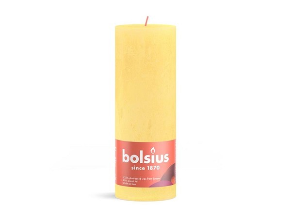 Bolsius Shine Collection Rustiek stompkaars 190/68 Sunny Yellow