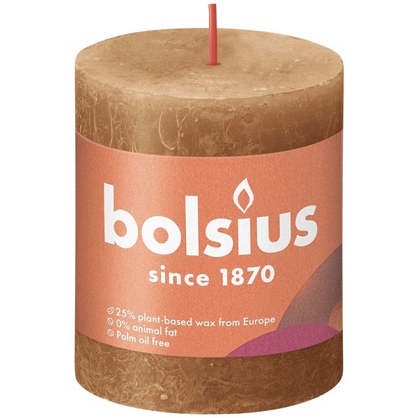 Bolsius Shine Collection Rustiek stompkaars 80/68 Spice Brown- Kruidig Bruin