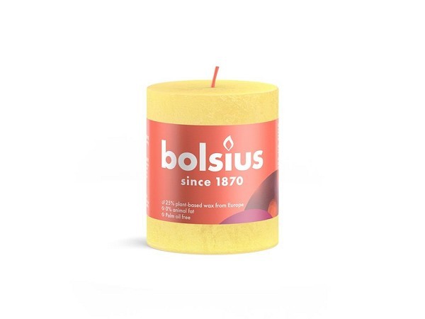 Bolsius Shine Collection Rustiek stompkaars 80/68 Sunny Yellow