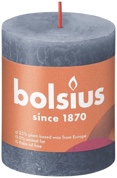 Bolsius Shine Collection Rustiek stompkaars 80/68 Twilight Blue- Schemerblauw