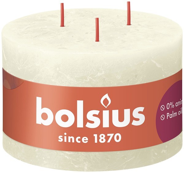 Bolsius Shine Collection Rustiek stompkaars Shine 90/140 3lont Soft Pearl - Zacht Parel