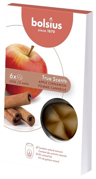 Bolsius Smeltbare geur wax pak a 6stuks True Scents Apple Cinnamon