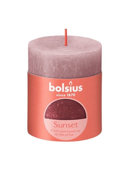 Bolsius Sunset Collection Rustiek stompkaars 80/68 Ash Rose en Red