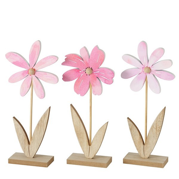 Boltze Home Bloem op standaard hout Rosella 13x5xh30cm