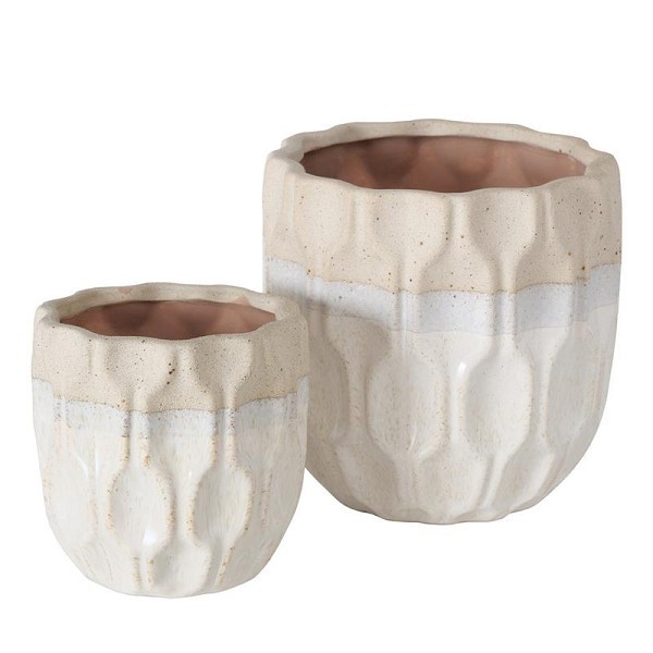 Boltze Home Bloempot Malia set a 2 stoneware H14 en18cm