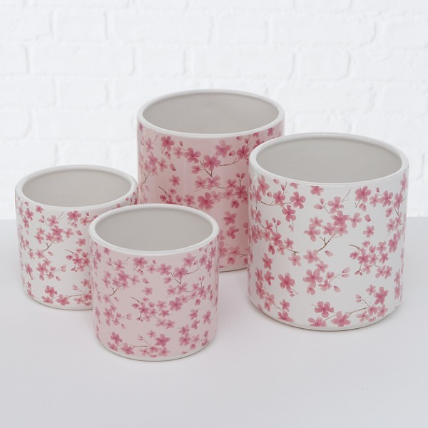 Boltze Home bloempot Sakura 2-delig Ø12x11/Ø15x16cm keramiek