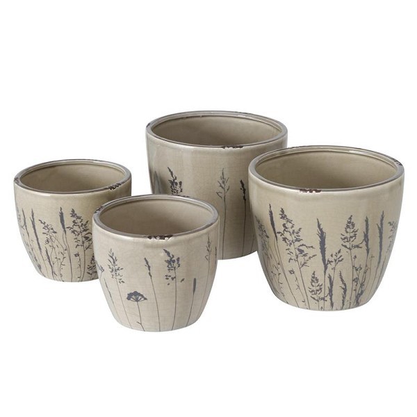 Boltze Home Bloempot set a 2 Gräser H11 en14cm stoneware