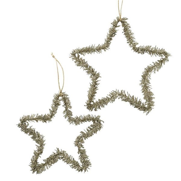 Boltze Home Decohanger ster goud glitter set a 2 dia 20- en 25cm