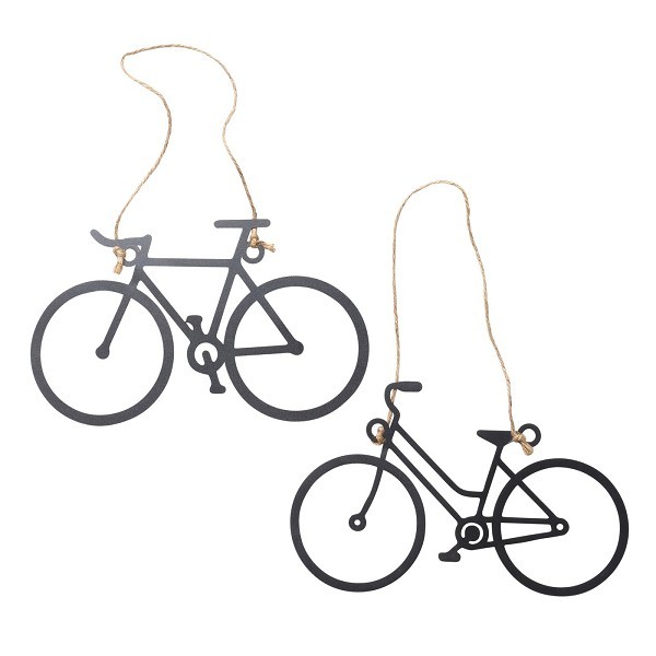 Boltze Home Decoratieve hanger 'Velo' Fiets ijzer L0,5,b30xh18cm Mat zwart dames of herenfiets