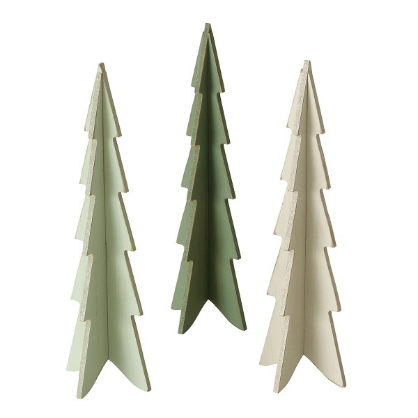 Boltze Home Decoratieve Kerstboom Teodor MDF H26cm in donkergroen lichtgroen of crème