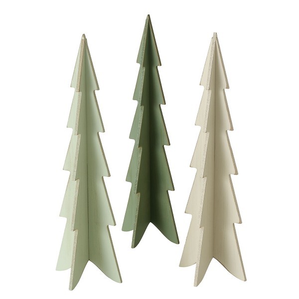 Boltze Home Decoratieve Kerstboom Teodor MDF H35,5 cm in donkergroen lichtgroen of crème