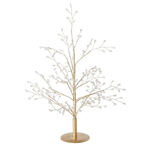 Boltze Home Decoratieve metalen boom goud Gloomy H40cm - met acryl stenen op gouden metalen voet