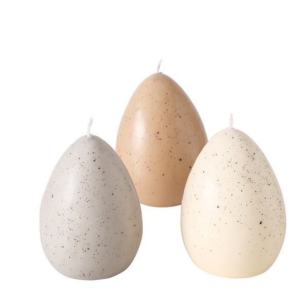 Boltze Home Eivormige Kaars 'Eggi' parafine dia.8x13cm 3 assorti