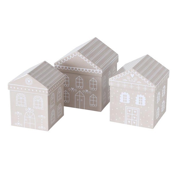 Boltze Home Geschenkbox huismodel 3-delig H15-17cm gemaakt van karton