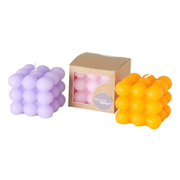 Boltze Home Kaars kubus met bobbels 5,8x6cm