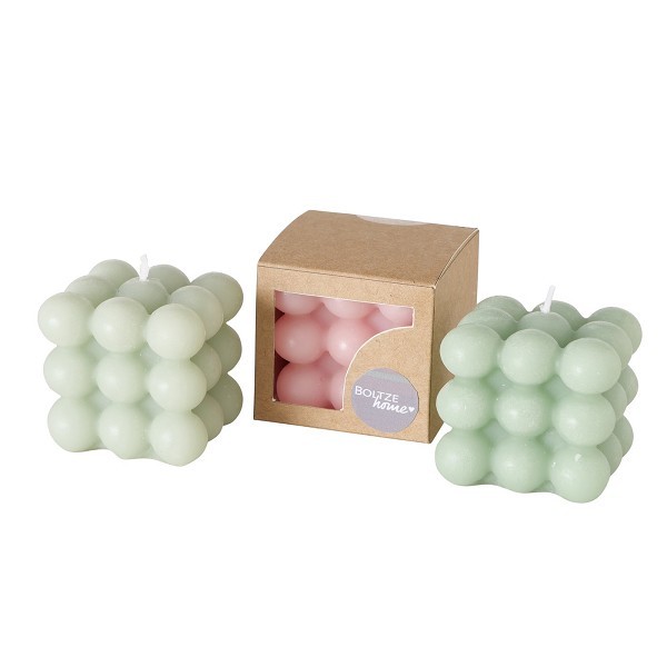 Boltze Home Kaars kubus met bobbels 5,8x6cm