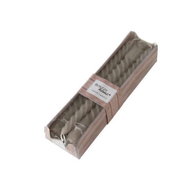 Boltze Home Kaarsen Twisto doosje a 6 stuks Ø2x20cm taupe