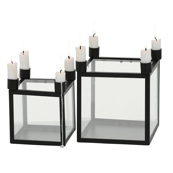 Boltze Home Kaarsenhouder glas set a 2 H15 en 19cm ( exclusief kaarsen )