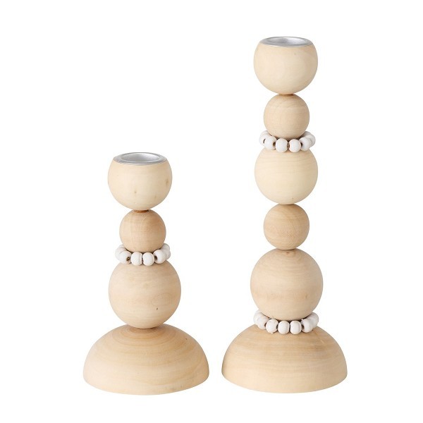 Boltze Home Kandelaarset Beads 2-delig 8x14/8x20cm hout