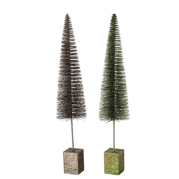 Boltze Home Kerstboom Tarvo glitter H50cm dia11cm bruin/groen