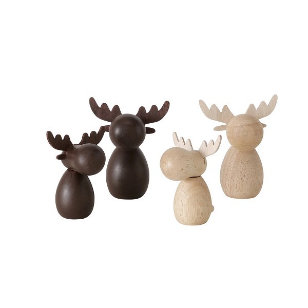 Boltze Home Kerstfiguur houten hert Alf set a 2 stuks H10cm en H12cm in  licht bruin of donker bruin