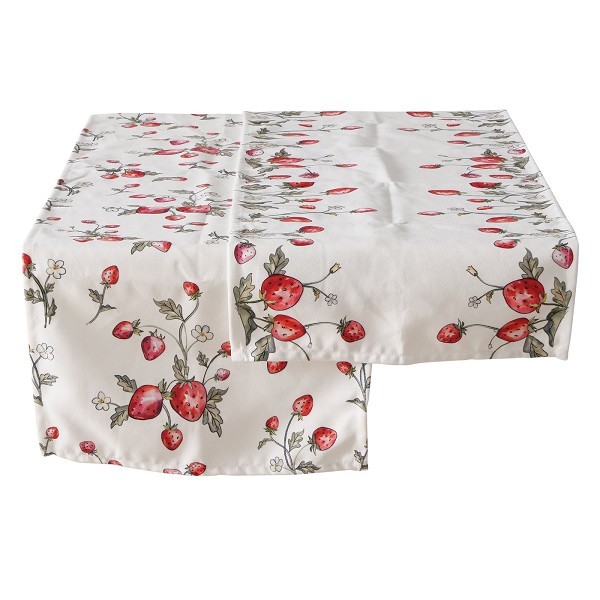 Boltze Home Tafelloper aardbei 'Emily' polyester 40x142cm 2 assorti