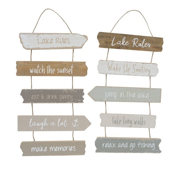 Boltze Home Tekstbord hangend Lake Rules 28x55cm