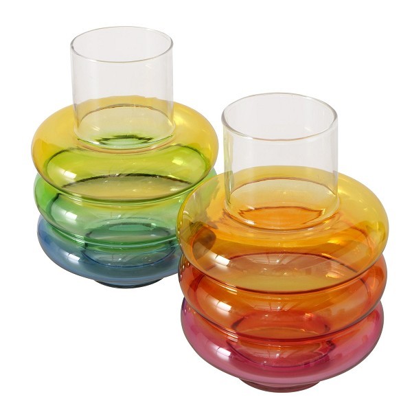 Boltze Home Vaas 'Rainbow' glas 16x16x24cm 2 assorti