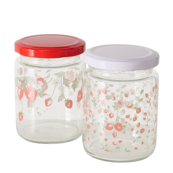 Boltze Home Voorraadpot 'Emily' aardbei glas 240ml dia.7x9cm 2 assorti