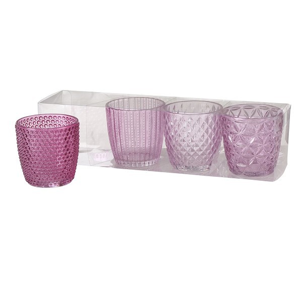 Boltze Home Windlicht Marilu 4-delige set Ø7xh7cm roze