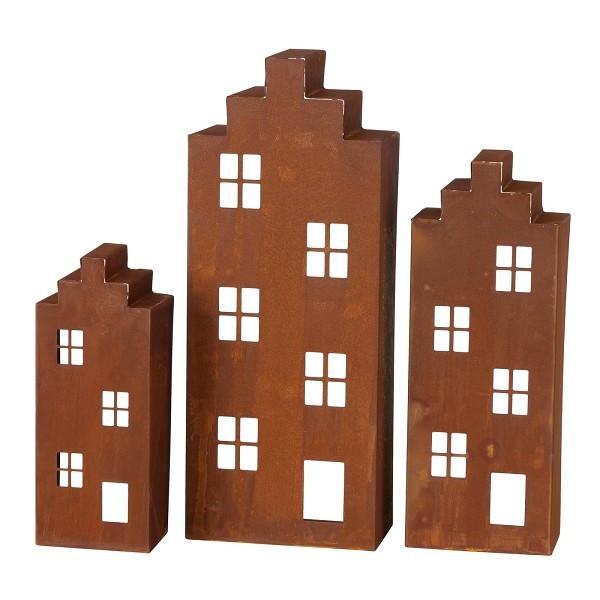 Boltze Home Windlichtset Zwolle 3-delig metaal 8x12x30/15x9x40/20x11x50cm