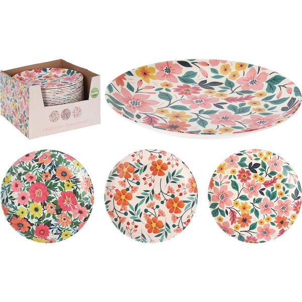 Bord plat melamine 20cm verkrijgbaar in 3 verschillende bloemenprints